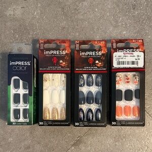 imPRESS Press-On Manicure Halloween Variety Pack-Black,Orange,White,Gold,Green